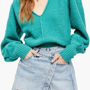 Teal V-Neck Women's Sweater